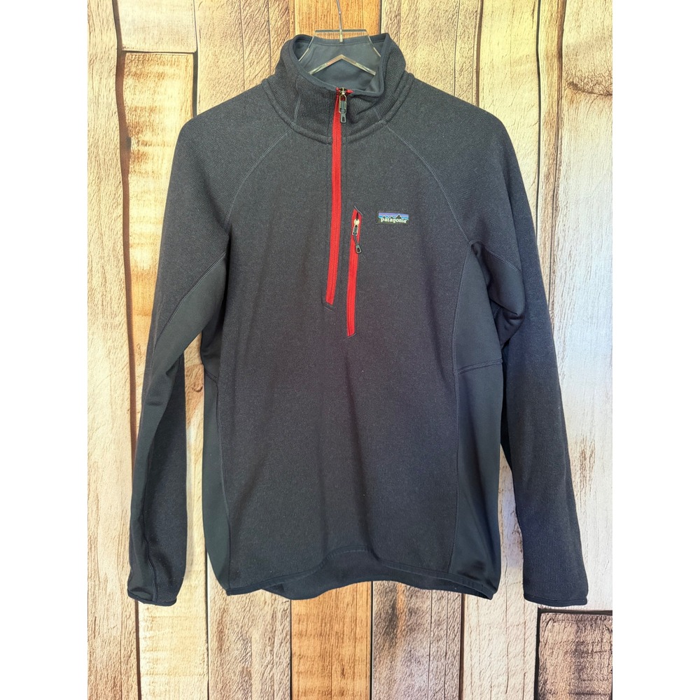 Patagonia Better Sweater Hybrid Quarter Zip Fleece Navy Red Tech Men's Medium